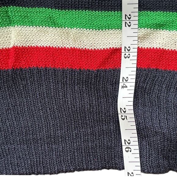 POL Sweater Womens Medium Blue Red Green Striped V-Neck Knit Pullover Preppy - Picture 8 of 9